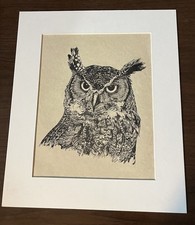 Set Of Six Hand Sketched Animal Illustrations Owl Bear Rabbit Squirrel 11”x7” picture