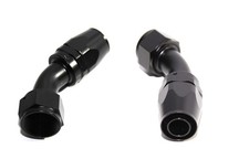 2pc BLACK -16AN AN16 45 Degree Swivel Oil/Fuel/Gas Line Hose End Fitting Adapter picture