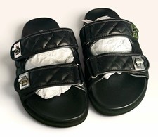 Torrid Women’s Black Quilted Buckle Double-Strap Slide Sandals Flat Casual Solid picture