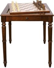 GSE Deluxe Walnut Chess/Checkers/Backgammon Board Game Table w/Coffee Tabletop picture