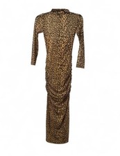 Nocturne leopard print maxi dress with 3/4 sleeves and mock neck. Size: S picture