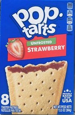 Kellogg's Pop Tarts UNFROSTED STRAWBERRY Toaster Pastries 8 Count 13.5 oz Box picture