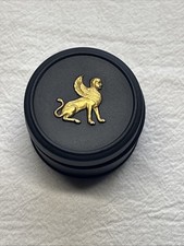 RAREWedgwood Egyptian Winged Sphinx Terracotta Black Jasperware Trinket Round picture
