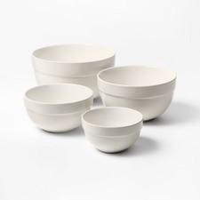 4pc Stoneware Mixing Bowl Set Cream - Figmint picture