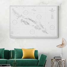 1944 Map of Solomon Islands – WWII Pacific Theater Routes & Naval Battles Print picture