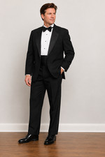 Vintage Evan Picone Black Tuxedo 42R Jacket 34R Pants Satin Peak Lapel picture