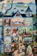 Whimsical Bunny House ACEO Art Print Cute Rabbit Cottage Fantasy – 2.5 x 3.5 ATC picture