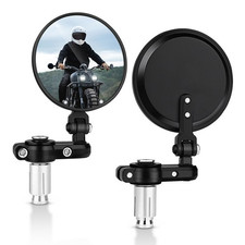 2PCS Round Black Rear View Mirror Set Custom for 7/8