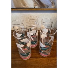 Vintage 1980s Culver Encounters Nouveau Calla Lily Acrylic Tumblers – Set of 6 picture