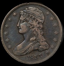 1837/7 50C Gobrecht Bust Reeded 1/2 Dollar PCGS Certified VF GR6 R3 Scarce Type picture