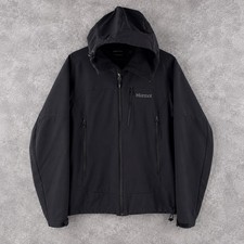Marmot Softshell Jacket Mens Medium Black Hooded Windproof Hiking Full Zip picture