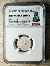 1790 Bolivia 1 Real NGC Atlantic Sands Shipwreck Effect Potosi Charles IV picture