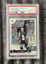 Lionel Messi 2022-23 Topps Chrome UCC Black & White Refractor PSA 10 picture