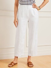 Talbots Bristol Linen Pants Wide Leg White Lined Size 6 Coastal Classic Capsule picture