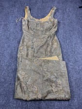 Stephen Yearick Beaded Embellished Gown Silk Sleeveless Beige Gold Size 12 picture