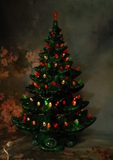 VTG~1970 Atlantic Ceramic Christmas Tree 3 Tiers W/ Music Box 25