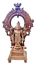 India Chola Style Vishnu Hindu Copper Alloy Statue Indian Antique Vintage Metal  picture