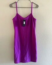 Fashion Nova Purple Solid V-Neck Strappy Mini Slip Dress Womens Size L picture