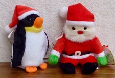 TY Jingle Beanie Lot - Santa & Zero the Penguin - 2002 Retired w/tags picture