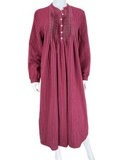 VTG L.L. Bean Pintuck Midi Dress Size M Henley Long Sleeve Lagenlook Cottagecore picture