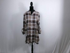 Lafayette 148 Plaid Cotton-Wool Drawstring Shirtdress – Brown picture