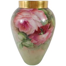 Antique Bernardaud & Cie Limoges Vase Hand Painted Pink Roses picture