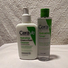 CeraVe Hydrating Cream-to-Foam Cleanser + Toner Set, Alcohol-Free picture