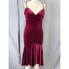 THEIA Burgundy Velvet Spaghetti Strap Mermaid Trumpet Gown NWT Size 8 $495 picture