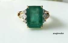 2.35CT Emerald Cut Genuine Green Emerald Wedding Jewelry Ring 14K 2-Tone Gold FN picture