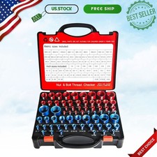 66-Piece Nut & Bolt Thread Checker Kit, 34 SAE (Blue) & 32 Metric (Red) picture