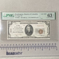 Riggs National Bank Washington DC $20 1929 National Banknote PMG 63 EPQ CH#5046 picture