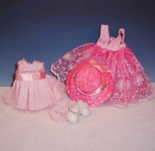 Vogue Ginny Pink 1955 Formal Gown, 1957 Satin & Lace Dress; Hat, Shoes, Socks picture