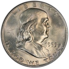 1953-D 50c Franklin Half Dollar Brilliant Uncirculated Denver Mint US Coin picture