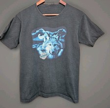 Vtg 1993 Harley Davidson Wolf Shirt Mens Medium Single Stitch Moon Biker Retro picture