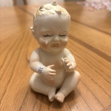 Vintage 1956 TMJ James December Crying Piano Baby Figurine Bisque Japan Label picture