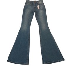 rue21 Flare Jeans Womens 2 Blue High Rise Medium Wash Stretch Denim NEW picture