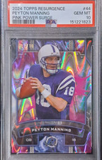 Topps Resurgence Peyton Manning #44 Pink Power Surge Refractor /10 PSA 10 picture