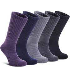 LANLEO Merino Wool Hiking Socks for Women Men 5 Pairs Medium A picture