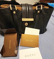 Gucci GG Pattern Black Satchel Top Handle Bag Gold Hardware Zip Inner Pockets picture