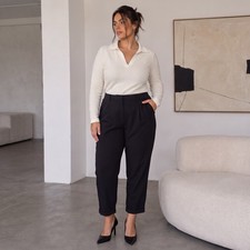 TORRID STUDIO Size 2X Cuffed Pleated Crepe Pants Black Professional Office picture