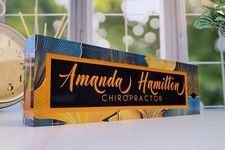 Custom Desk Name Plate Personalized Acrylic Plaque Leaf Office Decor CAB40LF picture