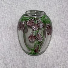 Stunning Cased Floral Vase w Thick Glass Flower Blown Bouquet Heavy Art VTG deco picture