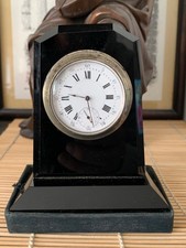 Rare Antique Black Marble Clock with Built-in Watch. picture