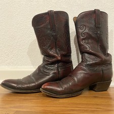 Lucchese 1883 Mens Size 10 D Black Cherry Leather Western Cowboy Boots. picture