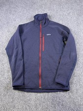 Patagonia Jacket Mens Medium Blue Fleece Full Zip Pockets Hiking Outdoor Warm picture