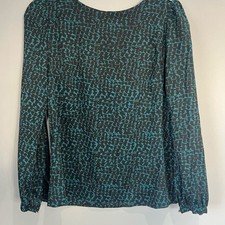 Ann Taylor Teal and Black Patterned Blouse picture