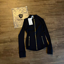 lululemon Women's Black Full Zip Track Jacket, Zipped Pockets, Size 6 picture