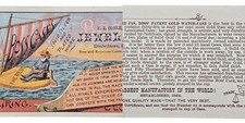 1880 antique E E COBLE elizabethtown pa JEWELER AD CARD sail boat BOSS PAT WATCH picture