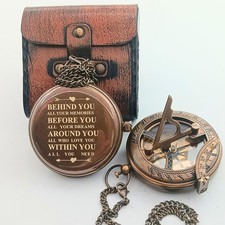 Behind You Engraved Brass Compass Gift for Men - Handcrafted Vintage Brass picture