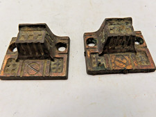 SALVAGED PAIR ANTIQUE DECORATED CAST IRON KEEPER CATCH 1-5/16